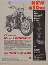 Motocicleta Kawasaki 650cc 1966 anuncio original impreso en color ""It's a kawasaki"" Japón segunda mano  Embacar hacia Argentina