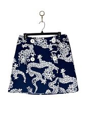 Saia Lilly Pulitzer feminina azul Lee Jofa lanternas traseiras chinoiserie dragão envoltório 6, usado comprar usado  Enviando para Brazil