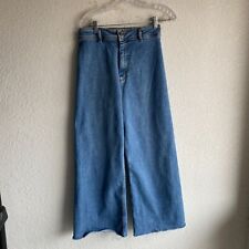 Calça jeans feminina Zara 8 azul perna larga desgastada jeans lavagem média 26x27 comprar usado  Enviando para Brazil