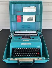Vtg Olivetti Studio 45 Manual Typewriter Teal Blue Matching Hard Case Dust Cover for sale  Shipping to South Africa
