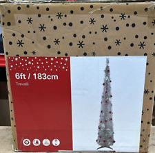 Brand New 6 Ft Silver Christmas Tree Pop Up With Decoration And 40 Ice White Led for sale  Shipping to South Africa