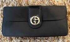Bolsa de noite Giorgio Armani logotipo dourado preta feminina clipe embreagem limpa nova sem caixa comprar usado  Enviando para Brazil