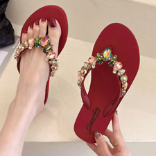 Glass Rhinestone Flip-flops Women's Outside Wear Casual Beach Flats Shoes comprar usado  Enviando para Brazil