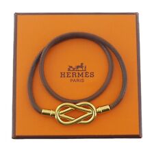 Autêntica Pulseira Gargantilha HERMES Atame Couro Marrom #f01663 comprar usado  Enviando para Brazil