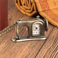 Bronze Case Small Sewing Machine Women Quartz Pocket Watch Necklace Chain Gift for sale  Shipping to South Africa