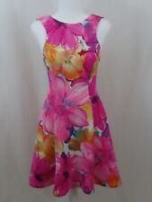 Vestido PRIVY Fit & Flare con cuchara trasera sin mangas rosa caliente floral acuarela talla M segunda mano  Embacar hacia Argentina