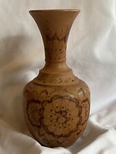 Vaso de madeira virado à mão com flores queimadas de madeira boho 8 1/2” de altura comprar usado  Enviando para Brazil