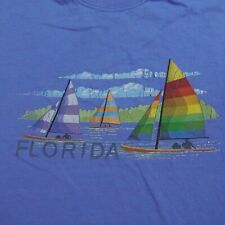 Sailboats Port and Company Men T-Shirt L Blue Regular Crew Neck Solid Cotton for sale  Shipping to South Africa