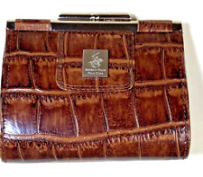 Ladies BEVERLEY HILLS POLO CLUB Brown Leather Purse in Croc-style. 4" x 3" Metal for sale  Shipping to South Africa
