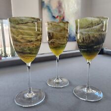 3 STEVEN MASLACH VOLCANO ART GLASS GOBLETS 1975 for sale  Shipping to South Africa