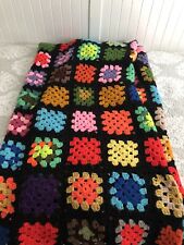 De colección Grande Abuela Cuadrada Puff Flor Negro Afgano Crochet Tiro 70''x50"" segunda mano  Embacar hacia Argentina