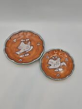 Usado, Conjunto de pratos de cerâmica vintage Vietri Itália pomba branca laranja 10" e 8" conjunto de 2  comprar usado  Enviando para Brazil