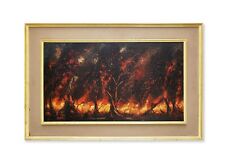 South African School Original Oil on Board - Bush Fire - Signed - Large 87cms for sale  Shipping to South Africa