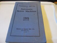 Construcción y uso de máquinas automáticas de tornillo marrón y afilado Mfg Co 1930 segunda mano  Embacar hacia Argentina