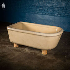 Used, Victorian Small Size Cane Glazed Ceramic Bath & Hardwood Turned Feet for sale  NORWICH