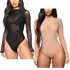 Para mujer Malla Body Mangas Largas Transparente Mono Leotardo Prendas para el torso Camisas Ropa Interior segunda mano  Embacar hacia Argentina