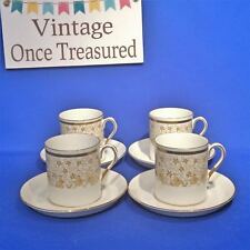 Royal Tuscan 4 x Gold Coffee Cups + Saucers - Vintage 1960s Wedgwood VGC for sale  PULBOROUGH