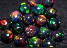 Opal Round Black Ethiopian Fire Opal Natural Welo Opal Cabochon Lot 4mm to 8mm, used for sale  Shipping to South Africa