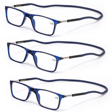 Used, 3 Units Portable Magnetic Neck Reading Glasses pc Full Frame  Unisex for Reader for sale  Shipping to South Africa