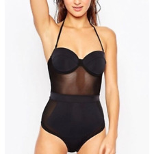 Usado, Maiô ASOS Bustier malha painel transparente peça única halter preto 34C / médio comprar usado  Enviando para Brazil