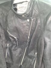 Vintage, zips, biker, Ladies Real Leather Jacket, New Look, Black, Size 12-14 for sale  MILTON KEYNES