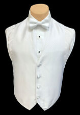 Men's Barassi White Tuxedo Vest & Tie Bow Long Cruise Groom Wedding Party Prom for sale  Shipping to South Africa