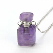 Crystal Stone Perfume Bottle Diffuser Pendant Necklace Amethyst Quartz Crystals for sale  Shipping to South Africa