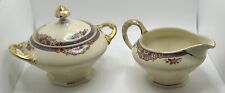 VINTAGE AMC Germany Sugar Bowl & Creamer Fine China Beige W/ Flowers #16 for sale  Shipping to South Africa