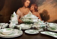 220-PIECE ANTIQUE MASON'S FRUIT BASKET GREEN IRONSTONE CHINA DINNER SERVICE SET for sale  Shipping to South Africa