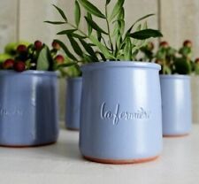 La Fermiere French Periwinkle Terra Cotta Glazed Yogurt Plant Pot Planter Clay for sale  Shipping to South Africa