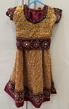 Used, Asian Girls Orange Garba Outfit Chaniya Choli with Abla Skirt&Top Age 4-6 years for sale  Shipping to South Africa