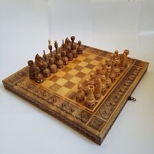 Large Hand Made Wooden Ukrainian Chess Set Board / Box - Vintage Ukraine for sale  Shipping to South Africa