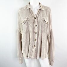 Camiseta térmica FP One Free People bege bronzeado manga longa malha waffle tamanho P comprar usado  Enviando para Brazil