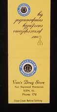Usado, 1950s Van's Drug Store quatro farmacêuticos registrados telefone 176 Elgin IL Kane Co MB comprar usado  Enviando para Brazil