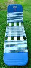 Vintage Folding Adjustable Blue White Lawn Lounge Chair Beach Vinyl Jelly Tube for sale  Shipping to South Africa