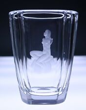 Vaso de vidro vintage Orrefores Sven Palmquist gravado sentado nu sueco Art Deco comprar usado  Enviando para Brazil