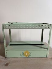 Vintage MCM Tier Metal Wall Shelf with Bathroom Tissue Holder Green Roses for sale  Shipping to South Africa