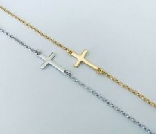 Prata Esterlina 925 Pulseira Cruz De Ouro Sideways Crucifixo minimalista, usado comprar usado  Enviando para Brazil