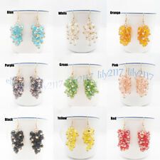Faceted Multicolor Crystal Glass Rondelle Beads Grape Dangle Gold Hook Earrings for sale  Shipping to South Africa