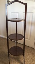 3 tire Vintage Circular cake dark Wood cake stand With Handle, used for sale  SANDHURST