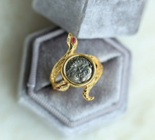 Réplica de anel D18 moeda antiga medusa prata 925 folheada a ouro comprar usado  Enviando para Brazil