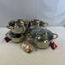 ‎BAERFO Silver Stainless Steel Induction Pots and Pans Set With Lids 8 Pieces for sale  Shipping to South Africa