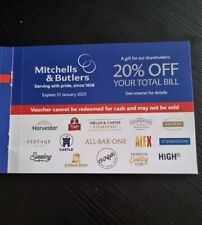 Mitchells butlers vouchers for sale  DAGENHAM