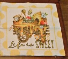 Capa de travesseiro Life is Sweet Cart of Sweet Fruits and Treats 18 x 18 algodão linho comprar usado  Enviando para Brazil