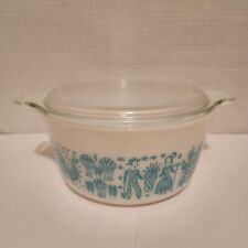 Vintage PYREX white Turquoise Amish Butterprint Casserole Dish w/Lid for sale  Shipping to South Africa
