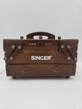 Vintage Singer Expandable Sewing Box Accordion Fold Out Wood Organizer Carrier for sale  Shipping to South Africa