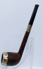Antique WHP 'Society' chimney estate pipe with silver patterned band and cuff for sale  Shipping to South Africa