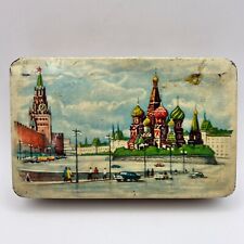 Caja de metal de lata de chocolate caramelo vintage de la URSS coleccionable Moscú Kremlin Sou soviético segunda mano  Embacar hacia Argentina