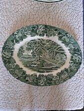Set Of 6 Woods Ware Green And White Oval Dinner Plates Titledenglis Scenery, used for sale  Shipping to South Africa