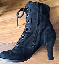 BRONX Black Suede  Boots, UK4, Lace Up Victorian Prairie, Steam Punk for sale  Shipping to South Africa